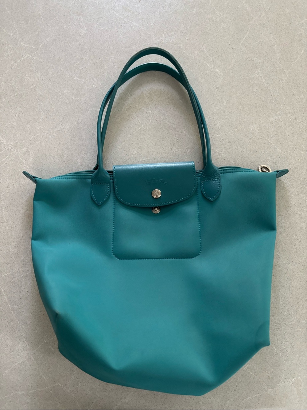Longchamp Le Pliage Planètes / Néo Medium Tote Bag - Monochrome Turquoise Blue